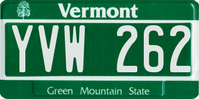 VT license plate YVW262