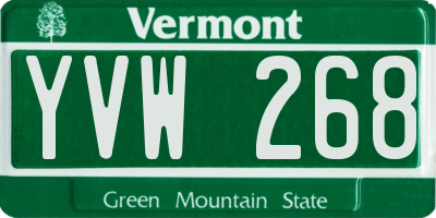 VT license plate YVW268
