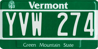 VT license plate YVW274