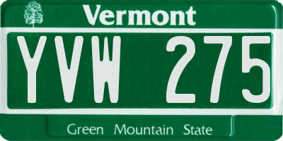VT license plate YVW275