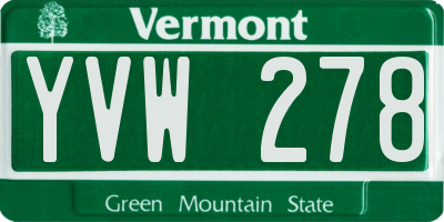 VT license plate YVW278