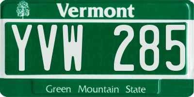 VT license plate YVW285