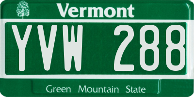 VT license plate YVW288