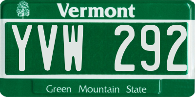 VT license plate YVW292