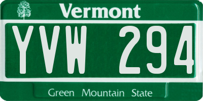 VT license plate YVW294