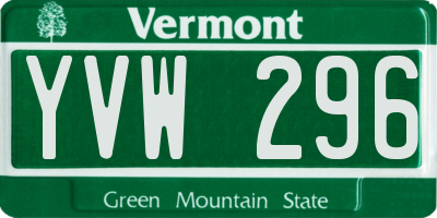 VT license plate YVW296
