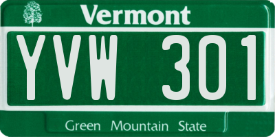 VT license plate YVW301