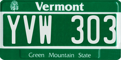 VT license plate YVW303