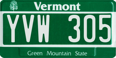 VT license plate YVW305