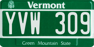 VT license plate YVW309