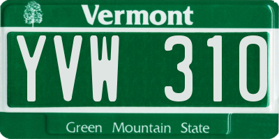 VT license plate YVW310