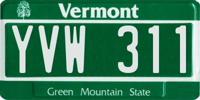 VT license plate YVW311