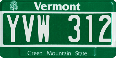VT license plate YVW312
