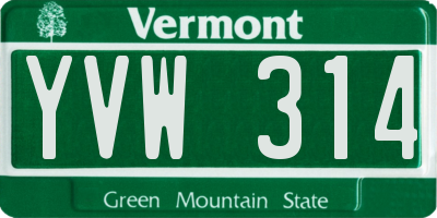VT license plate YVW314