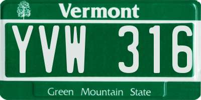 VT license plate YVW316
