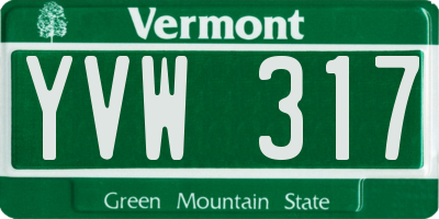VT license plate YVW317