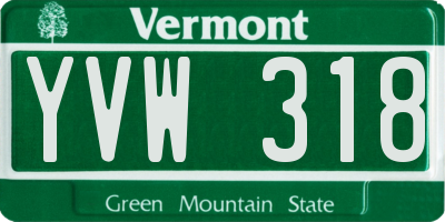 VT license plate YVW318