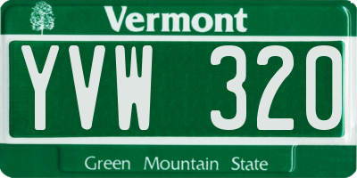 VT license plate YVW320