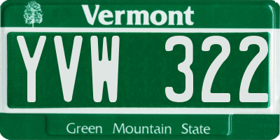 VT license plate YVW322