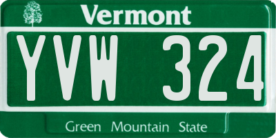 VT license plate YVW324