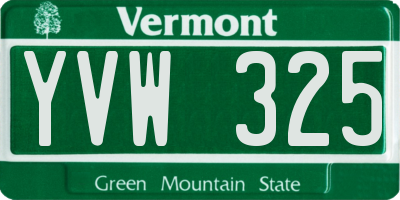VT license plate YVW325