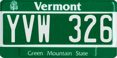 VT license plate YVW326