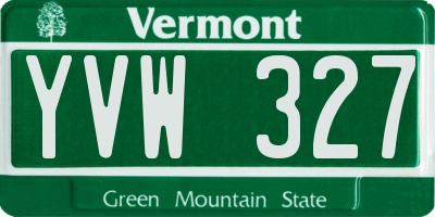 VT license plate YVW327