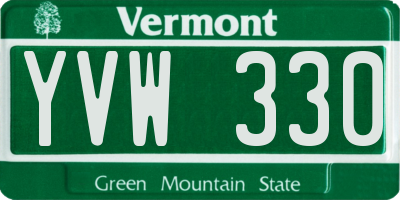 VT license plate YVW330