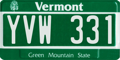 VT license plate YVW331