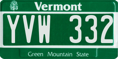 VT license plate YVW332