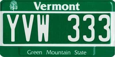 VT license plate YVW333