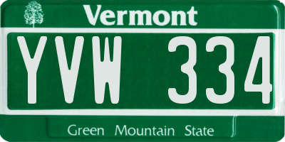 VT license plate YVW334