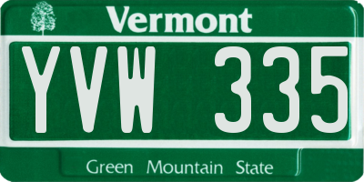VT license plate YVW335