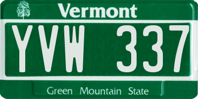VT license plate YVW337
