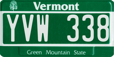 VT license plate YVW338