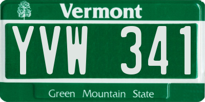 VT license plate YVW341