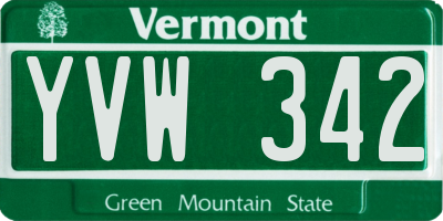 VT license plate YVW342