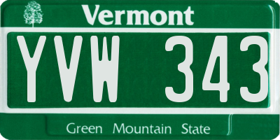 VT license plate YVW343