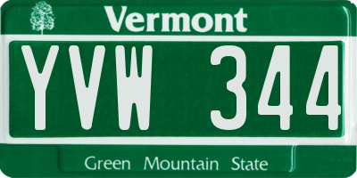 VT license plate YVW344