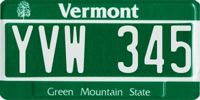 VT license plate YVW345