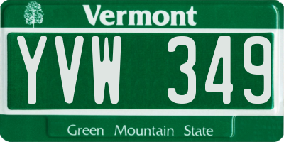 VT license plate YVW349