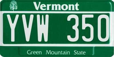 VT license plate YVW350