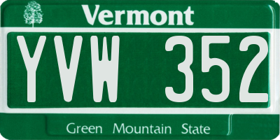 VT license plate YVW352