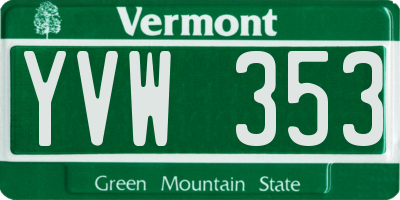 VT license plate YVW353