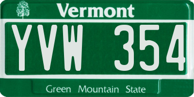 VT license plate YVW354