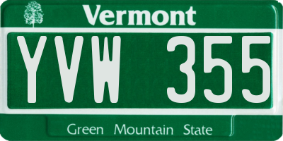 VT license plate YVW355