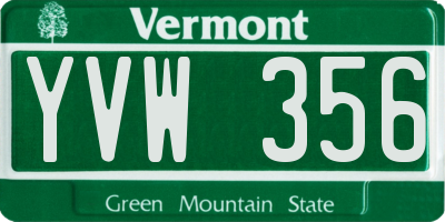 VT license plate YVW356