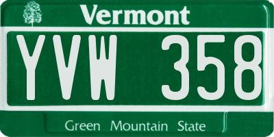 VT license plate YVW358