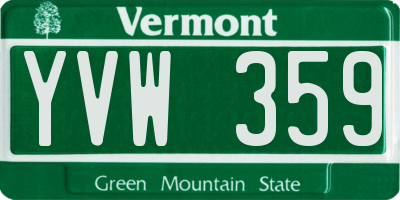 VT license plate YVW359