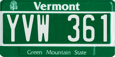 VT license plate YVW361